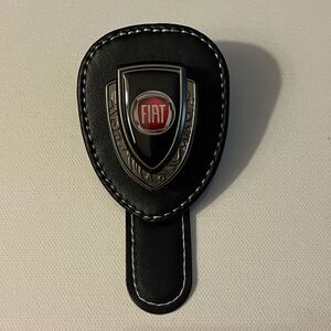 Fiat Sunglass Holder for Car with Logo Black PU Leather NWT